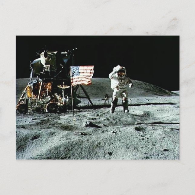Historischer Mensch auf dem Mond Postkarte (Vorderseite)