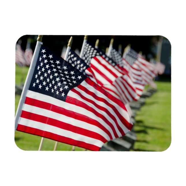 Historischer militärischer Friedhof mit US-Flaggen Magnet (Horizontal)