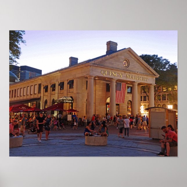 Historischer Quincy Market Downtown Boston Poster (Vorne)