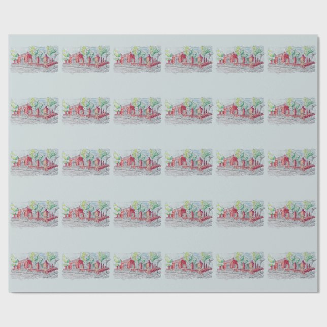 Historischer roter Backsteineingang Geschenkpapier (Flach)