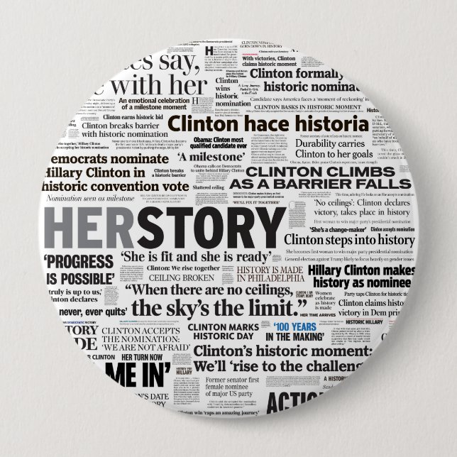 Historischer Schlagzeilen-Knopf Hillary 2016 Button (Vorderseite)