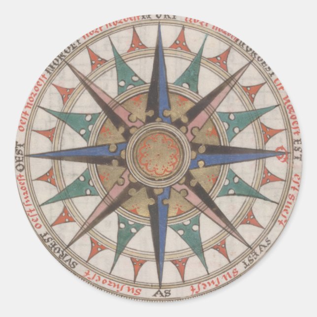 Historischer Schönheitskompass (1543) Runder Aufkleber (Vorderseite)