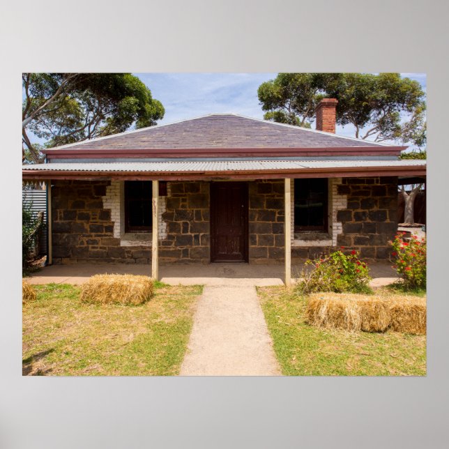 Historischer Stein Hütte Rustikaler Bauernhof Poster (Vorne)