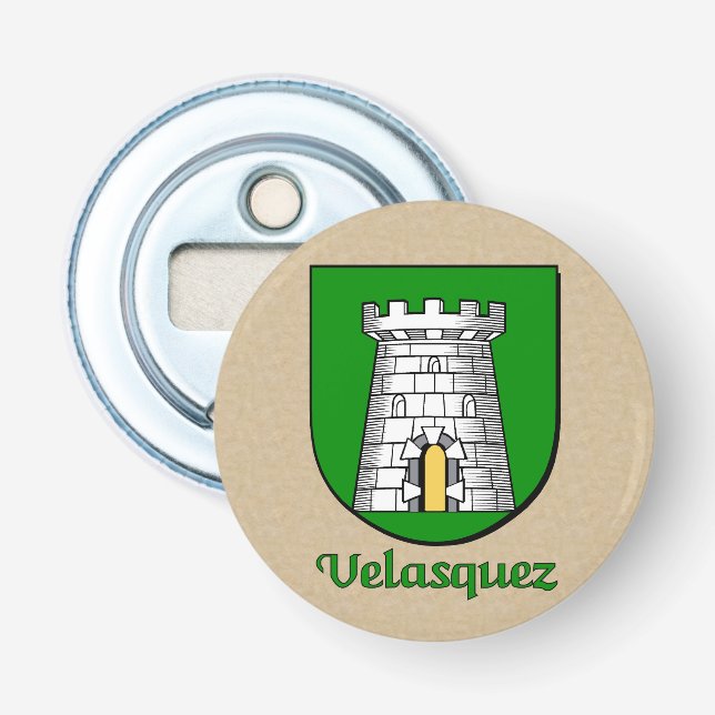 Historischer Waffenschild von Velasquez Flaschenöffner (Vorderseite)