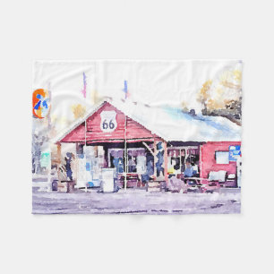 Historisches Arizona-Gemischtwarenladen-Aquarell Fleecedecke