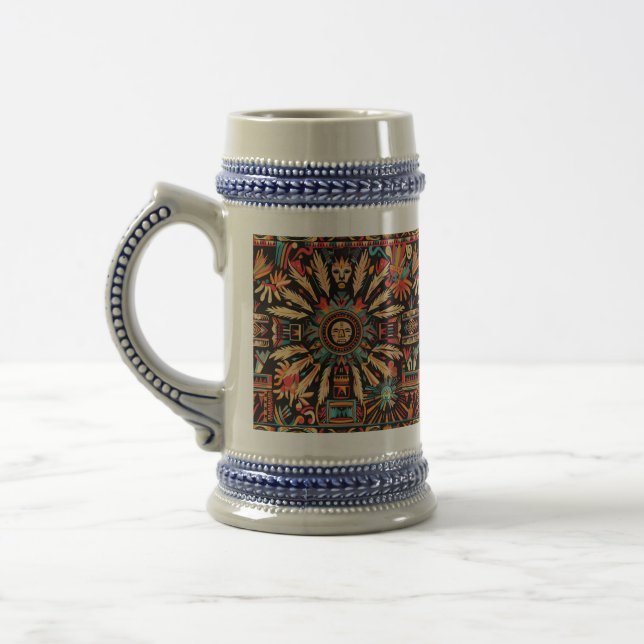 Historisches Blau "Aztec Dream" 650 ml Stein Bierglas (Links)