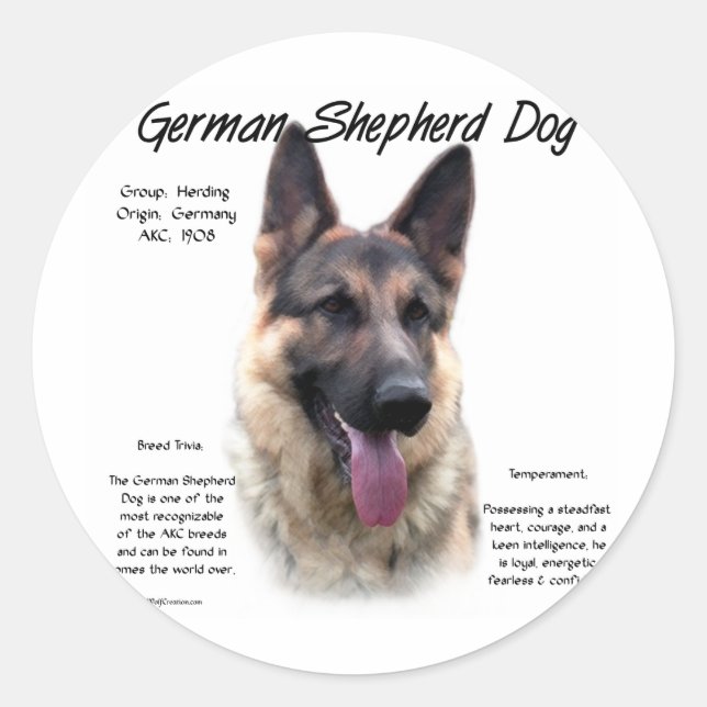 Historisches Design des deutschen Schäferhundes Runder Aufkleber (Vorderseite)