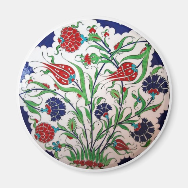 Historisches Dianthus und Tulip-Muster - Kunst Magnet (Vorne)