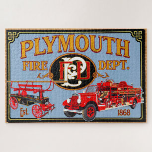 Historisches Feuerwehrwagen-Mural - 20x30 Puzzle