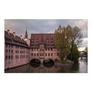 Historisches Gebäude bei Sonnenuntergang in Nürnbe Fotodruck