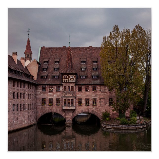 Historisches Gebäude bei Sonnenuntergang in Nürnbe Poster (Vorderseite)