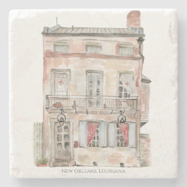 Historisches Gebäude New Orleans Aquarell Steinuntersetzer