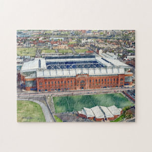 Historisches Ibrox-Stadion Glasgow Aquarell-Kunst