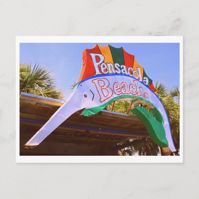 Historisches Pensacola Beach Neon Sign Postkarte (Vorderseite)