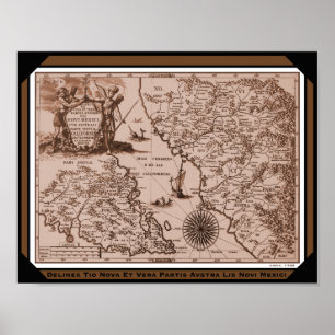 Historisches Plakat 1702/Druck Karten-Mexikos