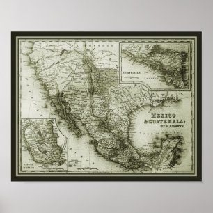 Historisches Plakat der Karte Mexiko und