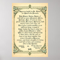 Historisches Rezept für den Wind im Magen, Poster