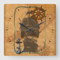 Historisches Segelschiff und nautische Karte