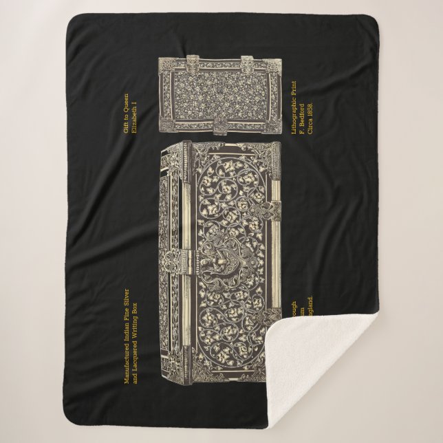 Historisches Silver Verziert Writing Box Sherpa Bl Sherpadecke (Vorderseite)