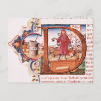 Historisierte erste 'D' mit einem Apotheker