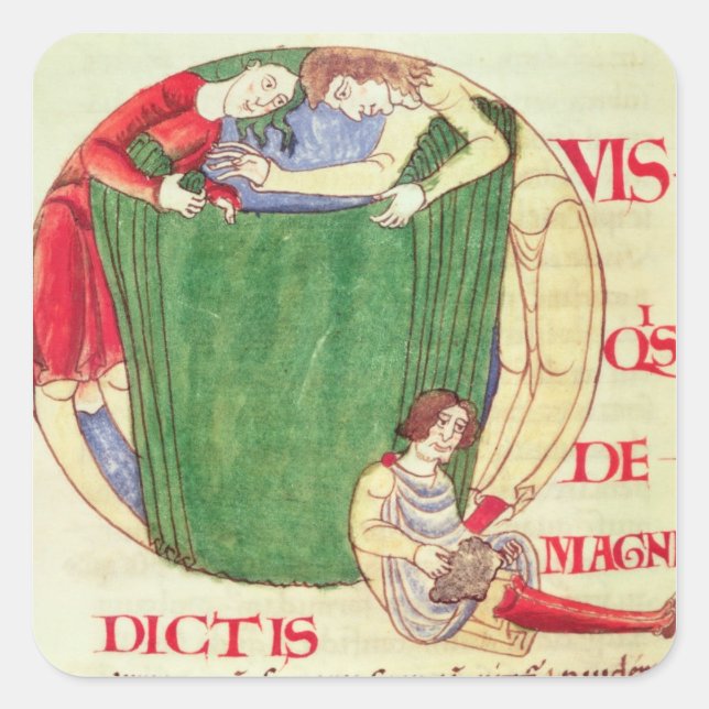 Historisierte erste "Q" mit den Aufzügen Quadratischer Aufkleber (Vorderseite)