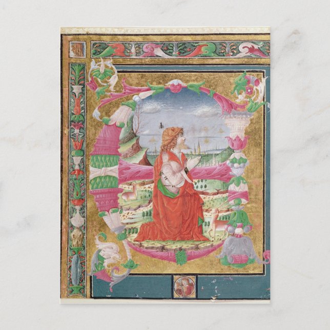 Historisierter Buchstabe 'E' mit der Figur des Kön Postkarte (Vorderseite)