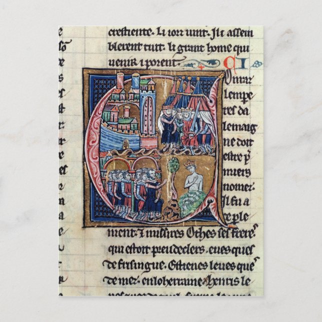 Historisiertes anfängliches 'C' mit Conrad III Postkarte (Vorderseite)