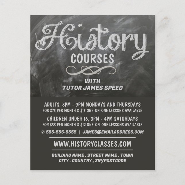 History Blackboard, History Coursing Werbung Flyer (Vorne)