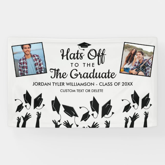 Hit auf zum Grad Abschluss Fotos Party Sign Banner (Horizontal)