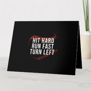 Hit Hard Run Fast Turn Verlassen Funny Baseball Pl Karte