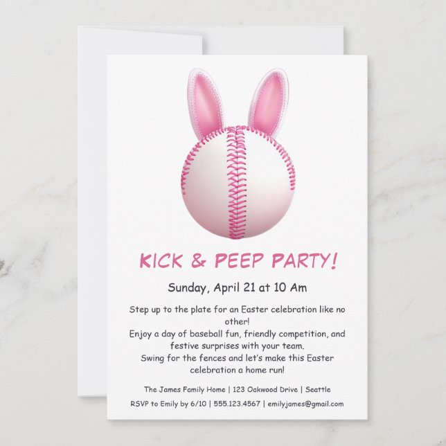 Hit & Peep Party - Einladung Ostern Baseball (Vorderseite)