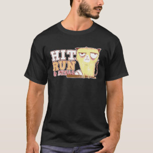 Hit Run & Steal Baseball Bat Cat Sport T-Shirt