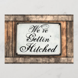 Hitched Rustic Wood Wedding Einladungen