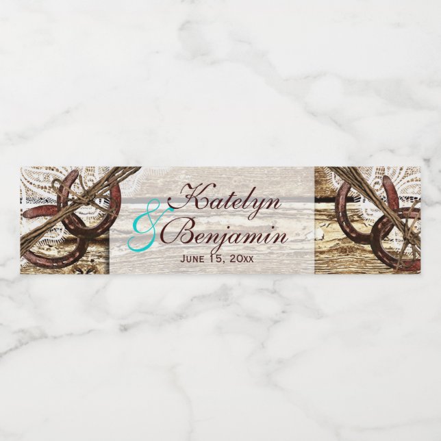 Hitched Wood Horseshoes Wedding Einladungen (Einzelnes Label)