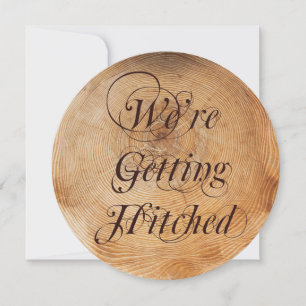 Hitched Wood Tree Rings Wedding Einladung