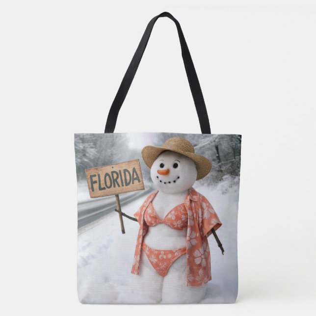 Hitchhiking Snow Lady With Florida Sign Tasche (Vorderseite)