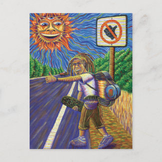 Hitchiking Hobo Postkarte
