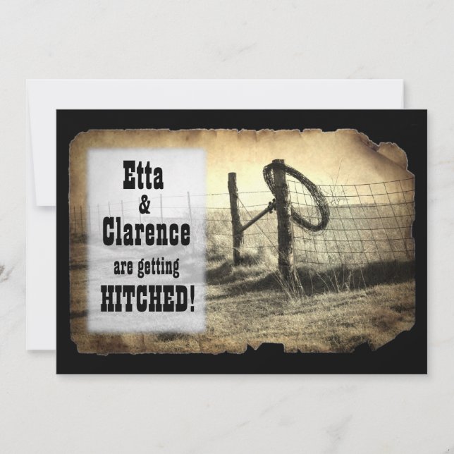 Hitching Post Hochzeit Einladung (Vorderseite)