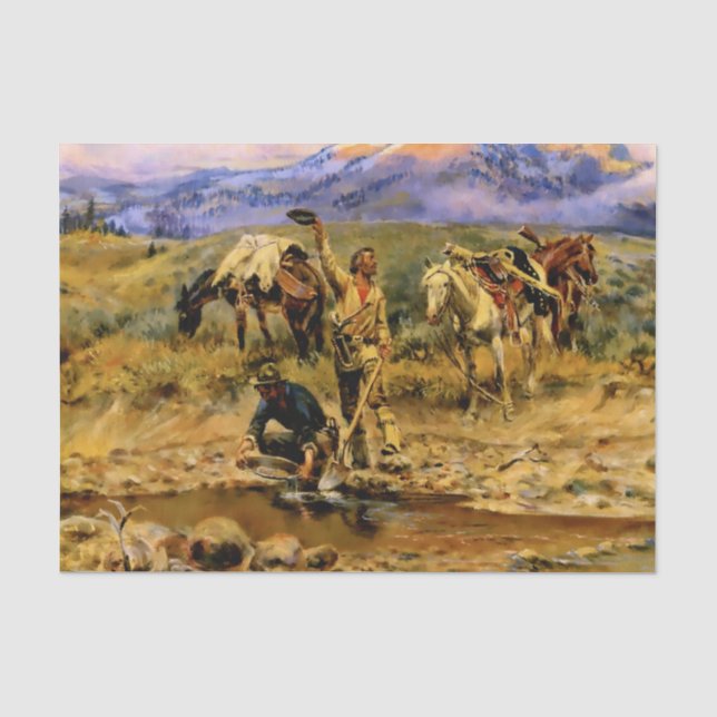 "Hitting Pay Dirt" von Charles M Russell Seidenpapier (Vorderseite)