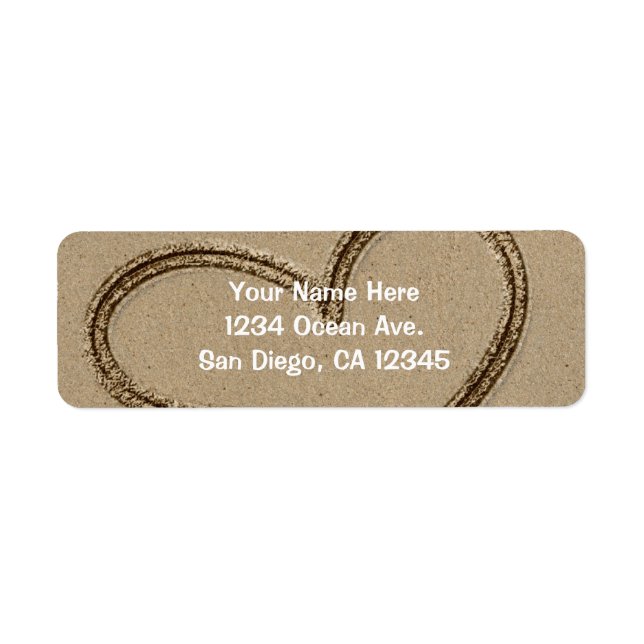 Hitzeaufschrift in Sand Wedding Liebe Adressetiket (Vorne)
