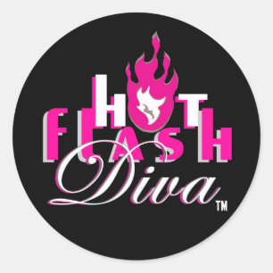 Hitzewallung-Diva-Logo für dunkles Bkg Runder Aufkleber