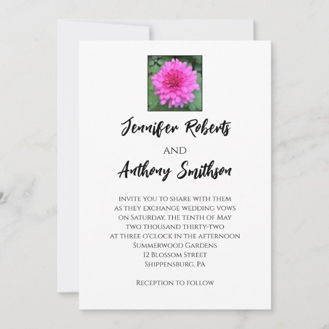 Hitzewallungen Chrysanthemum Floral Wedding Einlad Einladung (Vorderseite)