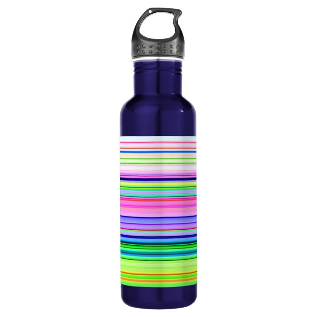 Hitzewallungen Neonstreifen Edelstahlflasche (Vorderseite)