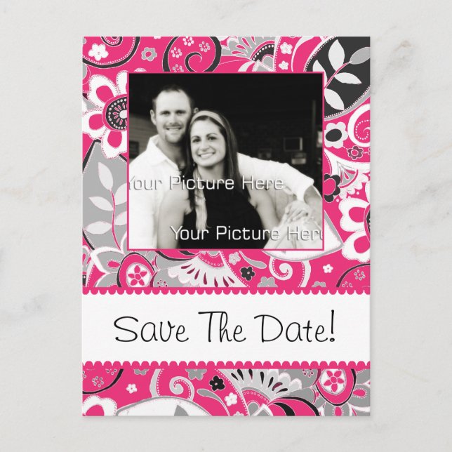 Hitzewallungen Rosa und Grauer Fall Save the Date  Ankündigungspostkarte (Vorderseite)
