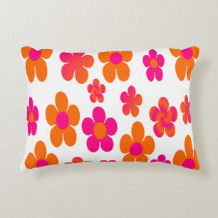 Hitzewallungen Rosa und orange Blüten Dekokissen