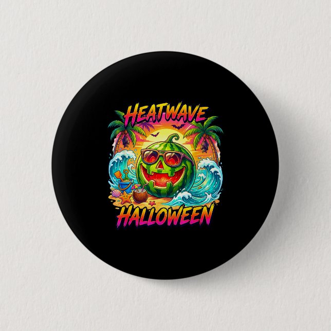 Hitzewelle halloween melone jack o laterne  button (Vorderseite)