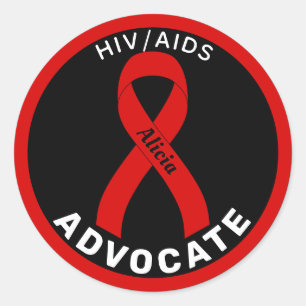 HIV/Aids-Advocate Ribbon Black Round Sticker
