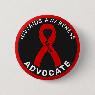 HIV/Aids-Advocation Ribbon Black Button