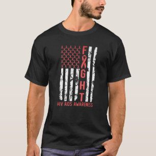 HIV Aids Awareness Dezember Monat USA Flag Ribbon T-Shirt