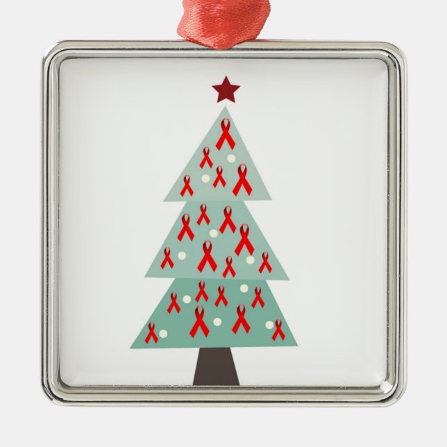 HIV Aids Awareness Weihnachtsbaum Ornament Aus Metall (Vorne)